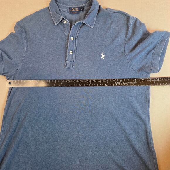 Polo Ralph Lauren Featherweight Mesh Polo Shirt Blue Men’s Size L Cotton - Picture 7 of 11